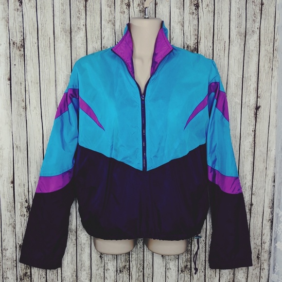 purple and turquoise nike jacket